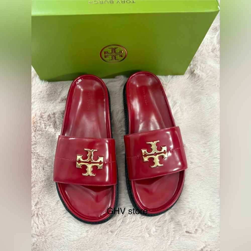 Tory Burch red Everly Anatomic lug Sandals - Picture 2 of 4